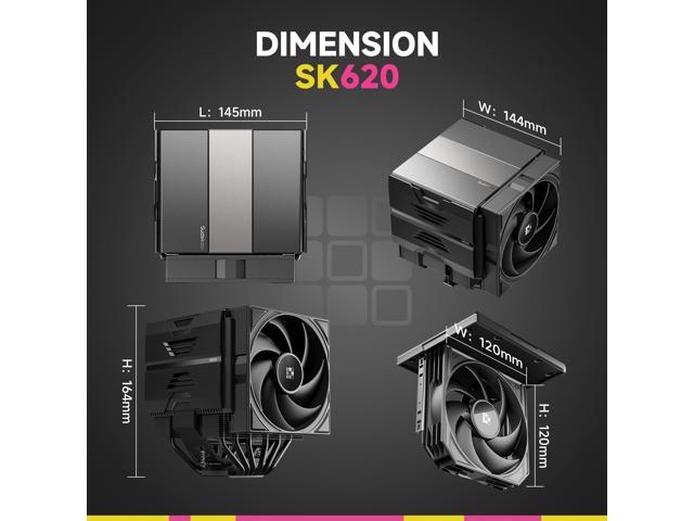 Sudokoo SK620 AM5 Air Cooler: 6 Heatpipes Dual Tower CPU Air Cooler for AM5 Exclusive - PC Cooler with 120mm FDB PWM Quiet Fans & Quick Lock Mount
