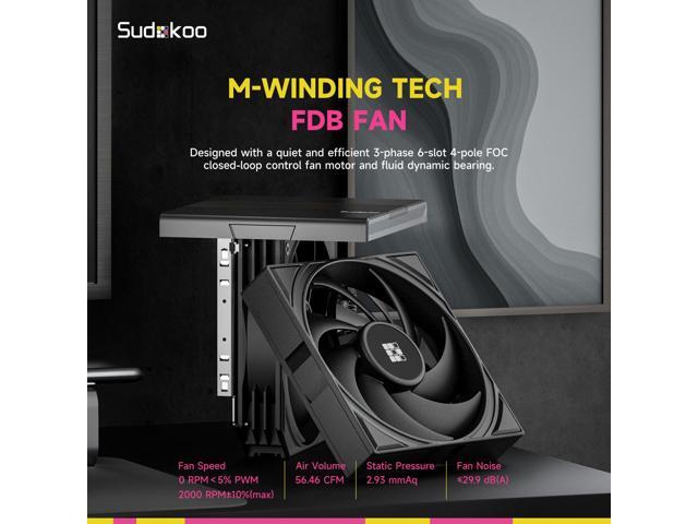 Sudokoo SK620 AM5 Air Cooler: 6 Heatpipes Dual Tower CPU Air Cooler for AM5 Exclusive - PC Cooler with 120mm FDB PWM Quiet Fans & Quick Lock Mount
