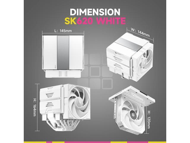 Sudokoo SK620 White AM5 Air Cooler: 6 Heatpipes Dual Tower CPU Air Cooler for AM5 Exclusive - PC Cooler with 120mm FDB PWM Quiet Fans & Quick Lock...