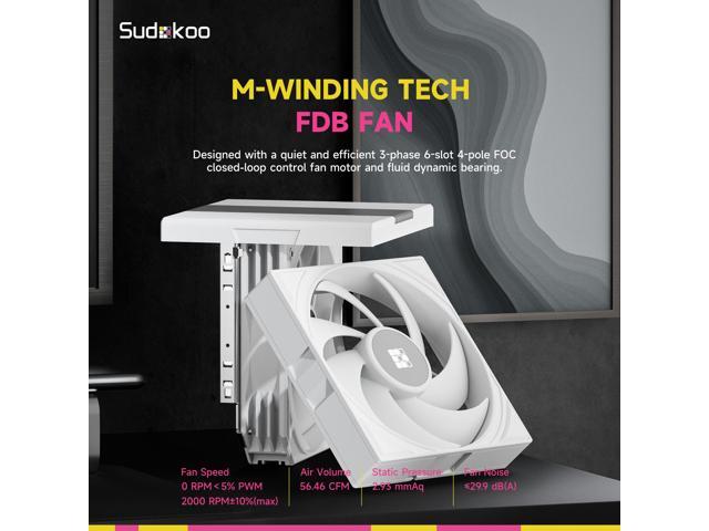 Sudokoo SK620 White AM5 Air Cooler: 6 Heatpipes Dual Tower CPU Air Cooler for AM5 Exclusive - PC Cooler with 120mm FDB PWM Quiet Fans & Quick Lock...