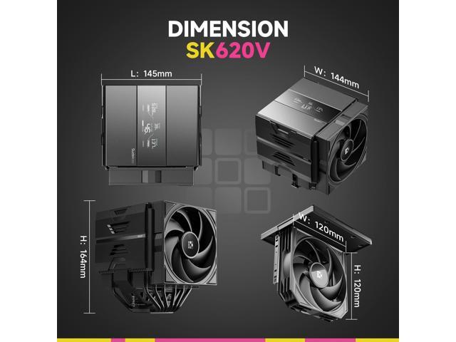 Sudokoo SK620V CPU Air Cooler: 6 Heatpipes Dual Tower CPU Cooler with Digital Display for AM5 Exclusive - Black PC Cooler with 120mm FDB PWM Quiet...