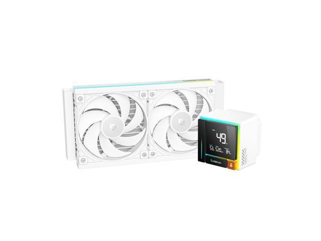 Sudokoo ENERGLO-240 White Liquid Cooler: 240mm AIO CPU Cooler with Data Display & PWM Pump - 2 x 120mm Water Cooling for Intel LGA...