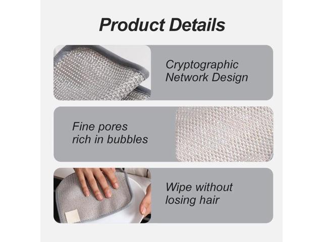 Multipurpose Wire Dishwashing Rags, 2025 Upgraded Three Layers of Thickening Rag, Reusable Hanging Wire Dishwashing Rags for Wet and Dry, Premium...