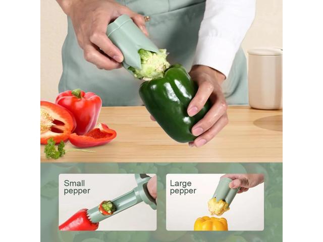 Pepper Seed Corer Remover, 2024 New 2 in 1 Bell Pepper Cutter Pepper Porer Seed Remover Tool, Quickly Cutting and Deseeding Bell Pepper Corer Tool...