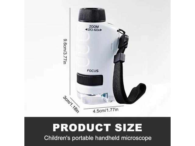 Handheld Little Microscope, Portable Microscope Digital with 60x-120x Magnification, LED Pocket Microscope Little Scientist Mini Microscope for Kids