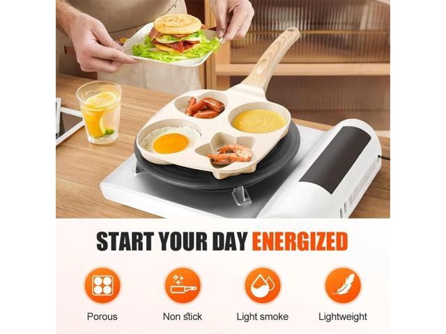 4-Cup Egg Pan Nonstick, Healthy Breakfast Aluminum Egg Frying Pan, Omelette Pans Pancake Pans for frying Eggs, Pancake, Omelet, Hamburger, Bacon,...