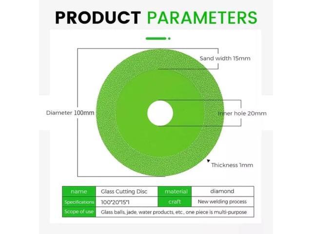 Glass Cutting Disc, Ultra-Thin Diamond Cutting Disc Saw Blade Suitable for 4 Inch Angle Grinder, Glass Saw Ultra-Thin Saw Blade for Cutting and...