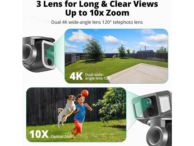 4G LTE Cellular Security Camera Outdoor, 4K 10x Optical Zoom Wireless Solar Camera 12000mAh, No WiFi or WiFi 2 Mode, 360° Pan and Tilt AI Tracking...
