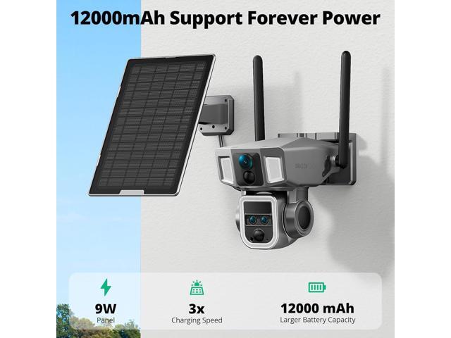 4G LTE Cellular Security Camera Outdoor, 4K 10x Optical Zoom Wireless Solar Camera 12000mAh, No WiFi or WiFi 2 Mode, 360° Pan and Tilt AI Tracking...