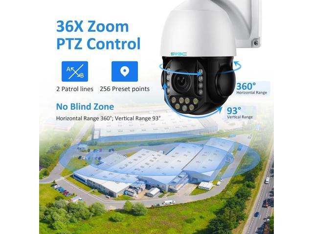 SV3C 36X Zoom PTZ POE Camera Outdoor, Auto Tracking 4K ONVIF IP Wired Camera, Person Vehicle Motion Detection, Floodlight Color Night Vision, Two...