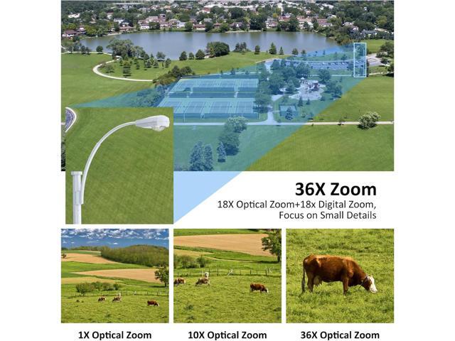 SV3C 36X Zoom PTZ POE Camera Outdoor, Auto Tracking 4K ONVIF IP Wired Camera, Person Vehicle Motion Detection, Floodlight Color Night Vision, Two...
