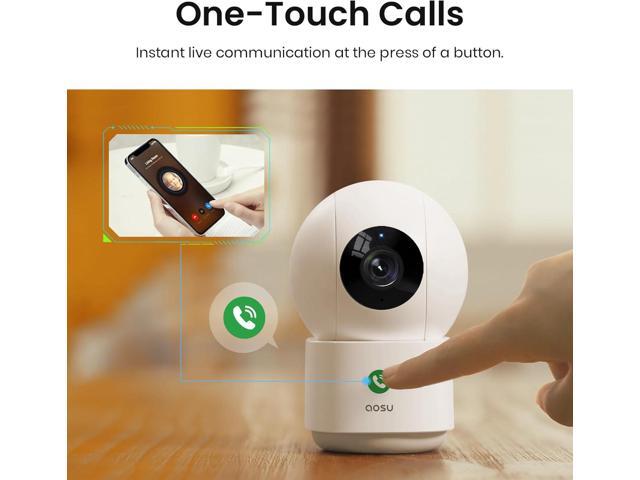 AOSU 2K Security Camera Indoor, Baby Monitor Pet Camera 360-Degree for Home Security with 2.4 GHz Wi-Fi Router, One-Touch Call, Smart Motion...