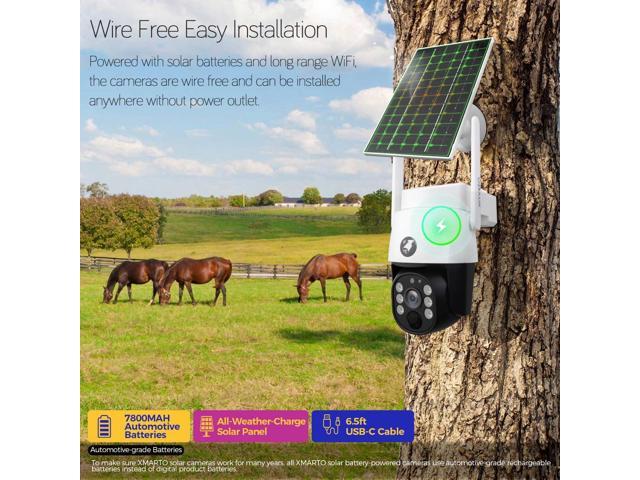 xmartO 4MP QHD Wireless PTZ Solar Security Camera Outdoor/Indoor for Homes, WiFi 6 5G Dual Band, Wire-Free Easy Installation, No Monthly Fee...