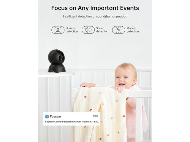 FOSCAM 3K 5MP WiFi Pet Cameras for Home Security, 2.4GHz Indoor Camera Baby Monitor with 360° Pan Tilt, 2-Way Audio, 20X Digital Zoom, Night...