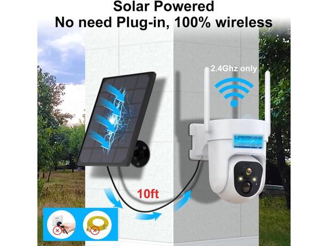 2K PTZ Solar WiFi Security Camera with AI Motion, Color Night Vision, 360 View, Waterproof, Alarm - Rechargeable Battery