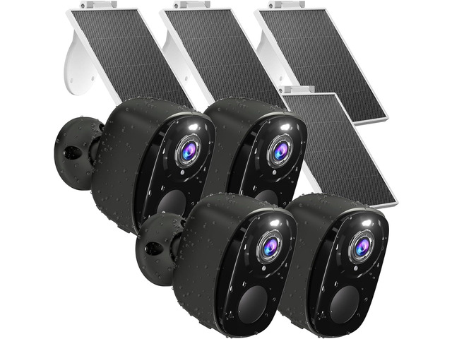 Solar Security Cameras Wireless Outdoor 4Pack, 5G & 2.4G WiFi Cameras with Solar Panel,2K Camera for Home Security with AI Detection, Siren,Color...