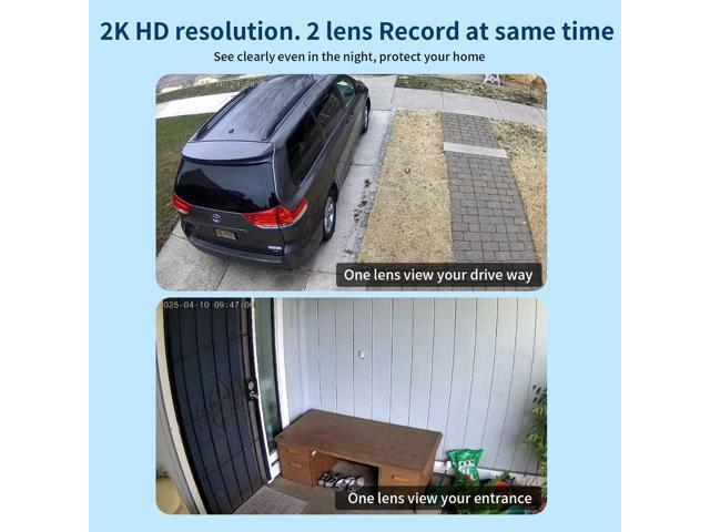 Dual Lens Cameras for Home Security,2.4G/5G PTZ Outdoor Plug-in Camera,Motion Tracking,Night Vision,24/7 Continous Recording,Work With NVR/DVR...