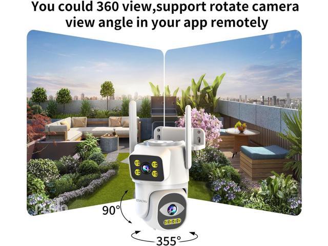 Dual Lens Cameras for Home Security,2.4G/5G PTZ Outdoor Plug-in Camera,Motion Tracking,Night Vision,24/7 Continous Recording,Work With NVR/DVR...