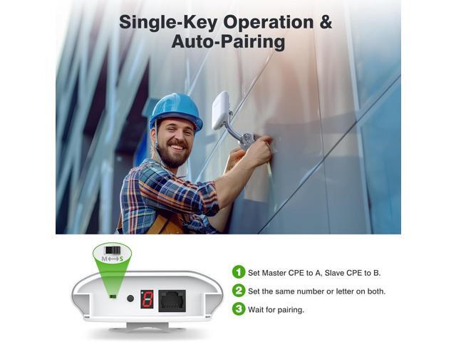 CPE467 Wireless Bridge, 1.5KM Long Range 5.8GHz Outdoor Point-to-Point Wireless Bridges, IP65 Weatherproof PtP WiFi Bridge Ideal for Surveillance...