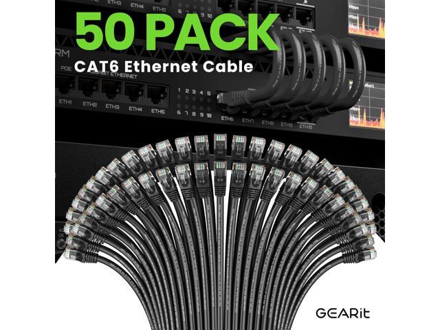 GEARit Cat 6 Ethernet Cable Pack - 50-Pack 1 ft Cat6 Ethernet Patch Cables RJ45 Network Patch Cable, 10 Gbps Snagless Gold-Plated Connectors -...