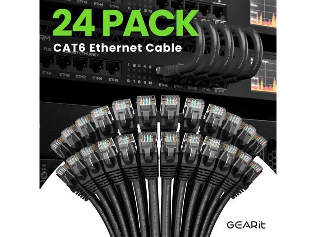 GEARit Cat 6 Ethernet Cable Pack - 24-Pack 1 ft Cat6 Ethernet Patch Cables RJ45 Network Patch Cable, 10 Gbps Snagless Gold-Plated Connectors -...