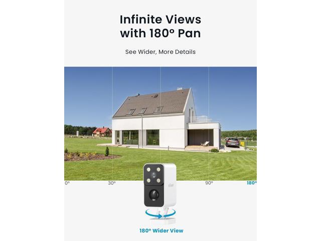 ieGeek Security Cameras Wireless Outdoor Pan Rotating 180° Home Security Cameras, 2.4G WiFi Camera Battery Powered with 2K Color Night Vision,...