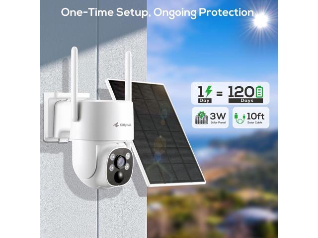 Kittyhok PT Solar Camera Security Outdoor 2K FHD Security Camera Wireless Outdoor, Solar Battery Powered, Color Night Vision, Smart Detection,...