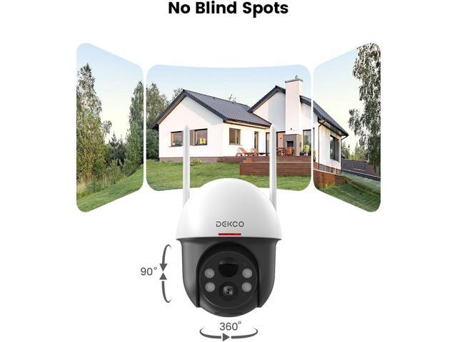 DEKCO Solar Security Camera Outdoor Wireless, Battery Powered, Panoramic Pan Tilt Zoom, Auto Motion Tracking, True 2K, Color Night Vision,...