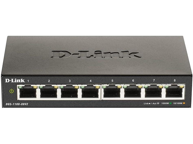 D-Link 8-Port Gigabit Smart Managed Ethernet Switch, L2,VLANs, QoS, IGMP Snooping, LAG, Sturdy Metal with Shielded Ports, Desktop, Fanless, Follows...