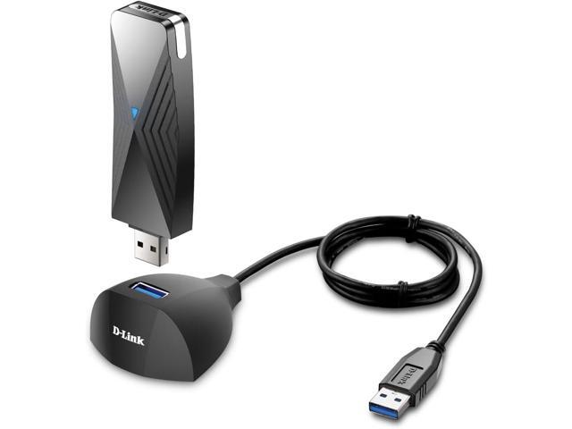 D-Link USB WiFi 6 Adapter AX1800 USB 3.0 Dual Band Long Range MU-MIMO Wireless Internet Network for Desktop PC Laptop Windows (DWA-X1850-B1) Black