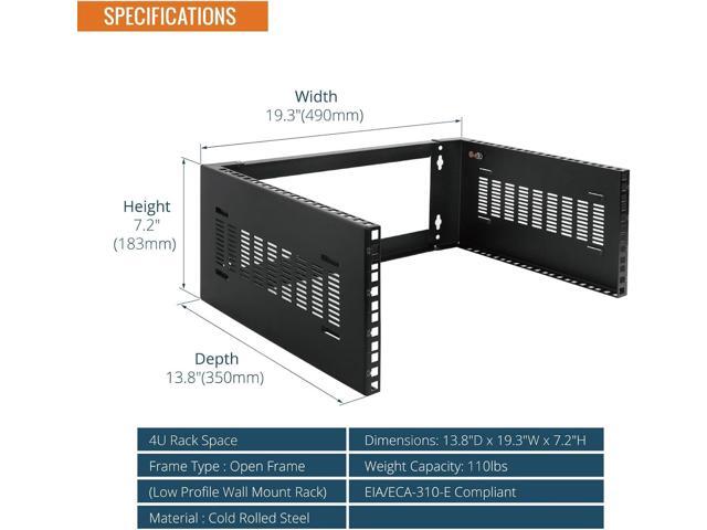 Tecmojo 4U Wall Mount Rack,4U Rack 14 inch Depth,19' Network Rack for Shallow Server and IT Equipment, Network Switches,Patch Panel...