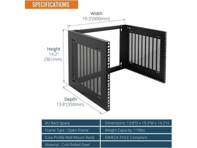 Tecmojo 8U Wall Mount Rack,8U Rack 14 inch Depth,19' Network Rack for Shallow Server and IT Equipment, Network Switches,Patch Panel...