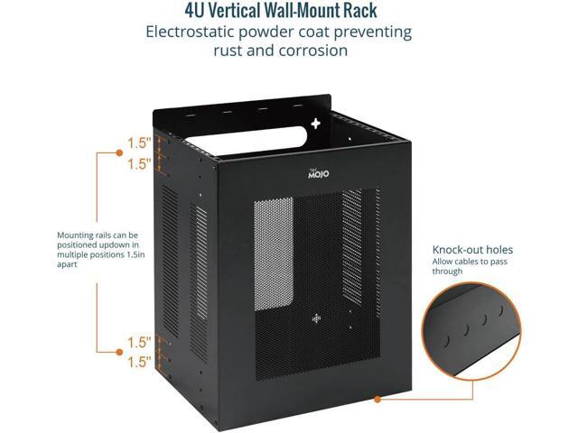 Tecmojo 4U Server Rack, Vertical/Horizontal Wall Mountable Rack with Vented Enclosure for 19 Inch IT Equipment, Cable Modems, Telecom, A/V,Black