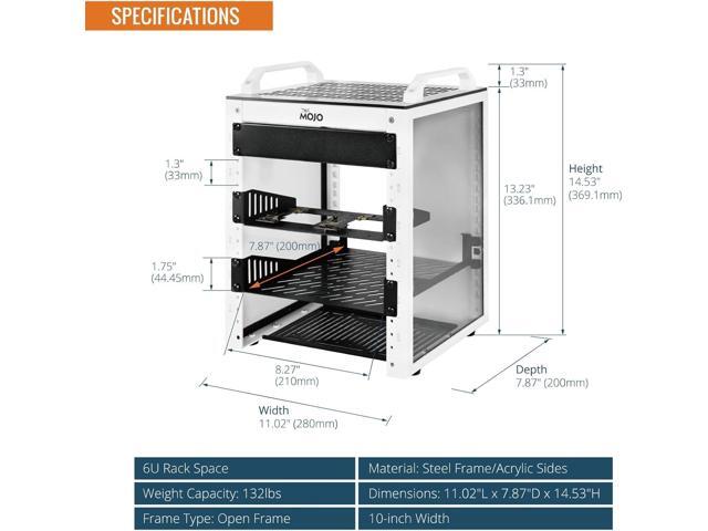 Tecmojo 6U Network Rack, 10 inch Mini Server Rack with 2 Side Translucent Panels & 2 Top Handles, 7.87 inch Deep, for 10 inch IT Equipment & A/V...