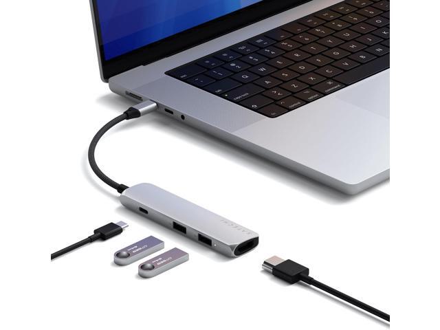 Satechi 4 in 1 USB C Hub Multiport Adapter with HDMI 4K@60Hz, 100W PD Charging, 2X USB-A Data Ports for MacBook Air/Pro M5/M4, iPad, Windows Silver