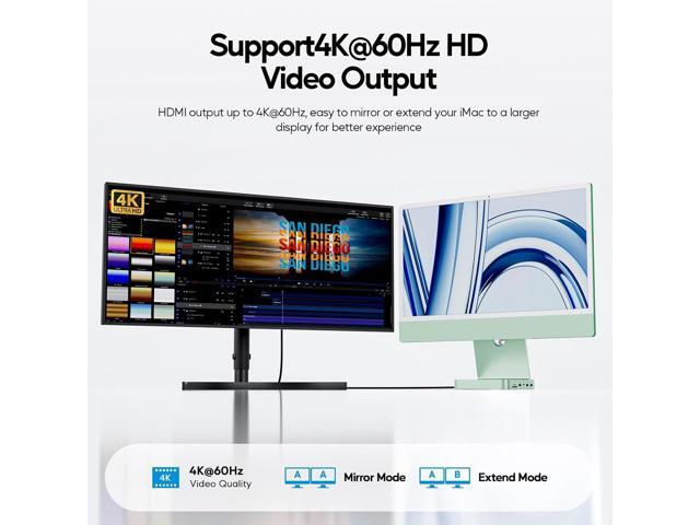 Upgraded 11 in 1 USB C Hub for iMac 24 inch USB Hub 2021 2023 2024 Support M.2 SSD (NOT Included), iMac Hub M1 M3 M4 Accessories, 4K HDMI, 2.5G...