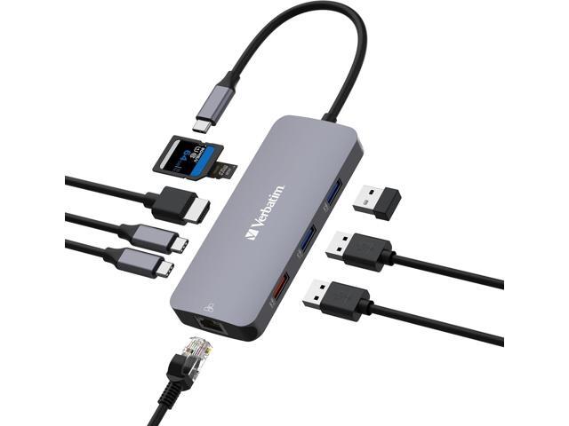Verbatim USB C Hub 9 in 1 Multiport Adapter USB-C to HDMI RJ45 USBA-A and USB-C with SD Card Reader for Mac, MacBook Pro/Air, iPad Pro, Thinkpad,...