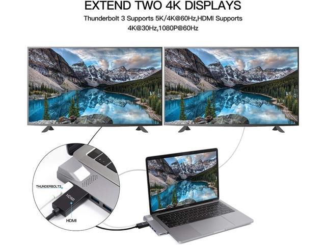 USB C Hub for MacBook, 8-in-1 Docking Station Adapter with 4K HDMI, Gigabit Ethernet, 3 USB 3.0 Ports, 100W PD, SD/MicroSD Card Reader, Thunderbolt...