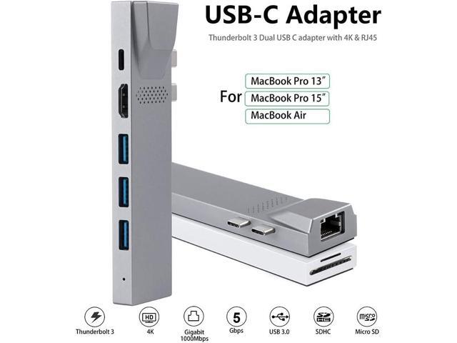 USB C Hub for MacBook, 8-in-1 Docking Station Adapter with 4K HDMI, Gigabit Ethernet, 3 USB 3.0 Ports, 100W PD, SD/MicroSD Card Reader, Thunderbolt...