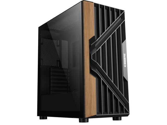 Iceberg Wood Vector EATX Full Tower Gaming PC Case Full-View Panoramic Tempered Glass Includes Seven (7) aRGB Fans (Black)