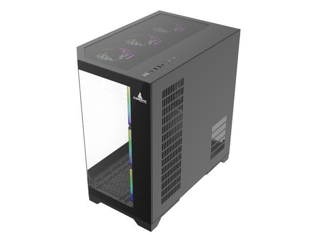 Iceberg PC Gaming ATX Case Crystal Edge Full Panoramic View Three Sides Tempered Glass Window with Seven high-Performance Fans aRGB (Black)