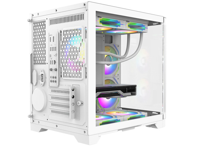 Iceberg Crystal Wave M Micro ATX Tower Gaming PC Case Full-View Panoramic Curved Tempered Glass 3 Included aRGB Fans (White)