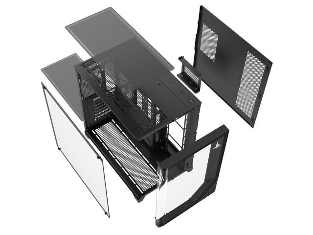 Iceberg Crystal Wave L ATX Tower Gaming PC Case Full-View Panoramic Curved Tempered Glass Includes Seven (7) aRGB Fans (Negro)