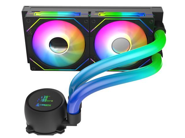 Iceberg Maximus 240 high-Performance Gaming PC aRGB Liquid Cooling, Water Cooler for CPU Intel or AMD with 240mm Radiator and Two RGB 120mm Fans...