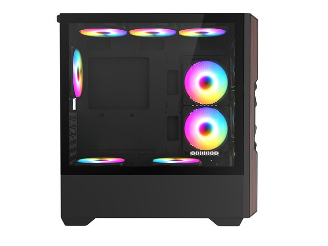 Iceberg Wood Vector EATX Full Tower Gaming PC Case Full-View Panoramic Tempered Glass Includes Seven (7) aRGB Fans (Black)