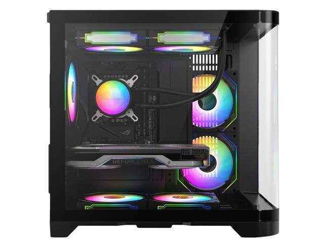 Iceberg Gaming PC Case Crystal Wave M BLK curved tempered Glass with PSU 500WX 80 plus