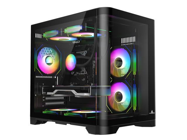 Iceberg Gaming PC Case Crystal Wave M BLK curved tempered Glass with PSU 500WX 80 plus