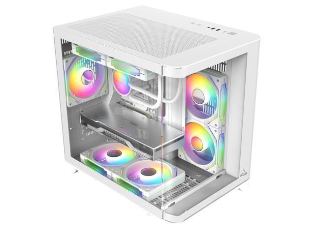 Iceberg Gaming PC Case Crystal Wave M White curved tempered Glass with PSU 650WX 650W 80 plus White