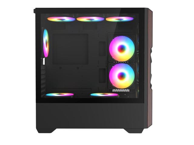 Iceberg Gaming EATX Full PC Case Wood Vector BLK tempered Glass with PSU 700BX 700W 80 plus bronze and seven aRGB fans