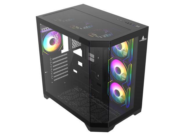 Iceberg Gaming Combo: Crystal Edge ATX Case (Black) with seven (7) aRGB Fans + 650-WX 650W 80 plus Power Supply